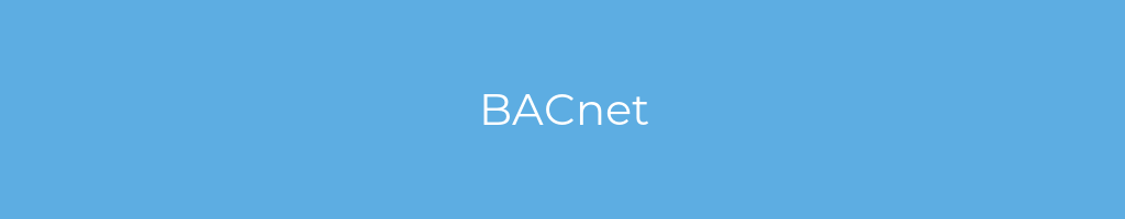 La imagen muestra un fondo azul con un texto centrado en letras blancas que muestra la palabra bacnet 
