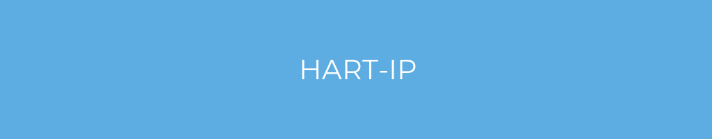 La imagen muestra un fondo azul con un texto centrado en letras blancas que muestra la palabra hart-ip 