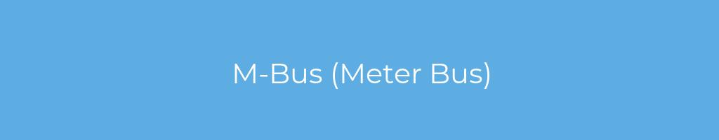 La imagen muestra un fondo azul con un texto centrado en letras blancas que muestra la palabra m-bus-(meter-bus) 