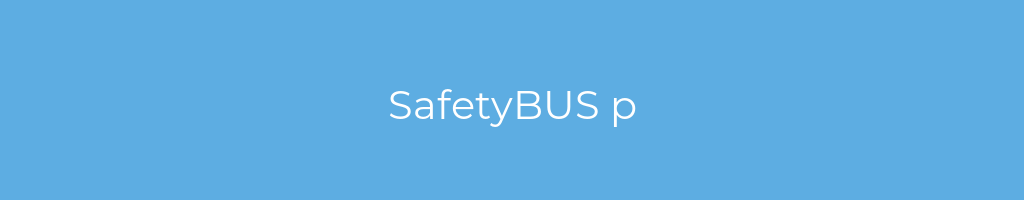 La imagen muestra un fondo azul con un texto centrado en letras blancas que muestra la palabra safetybus-p 