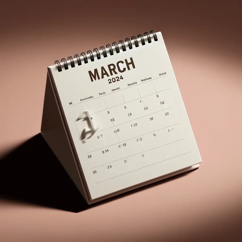 Muestra un calendario con la fecha de marzo del 2024