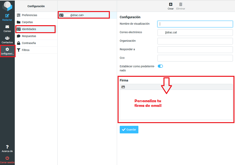 establecer firma en roundcube