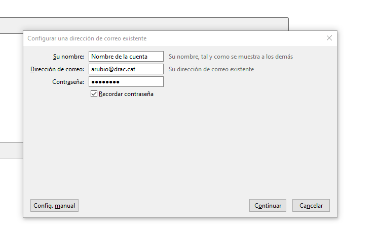 Como configurar el correo electrónico drac.cat en thunderbird