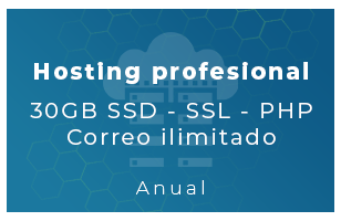 Hosting Profesional - 30Gb SSD, SSL, php, Correo Ilimitado (Anual)