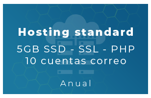 Hosting Standard - 5Gb SSD, SSL, php, 10 Cta correo (Anual)